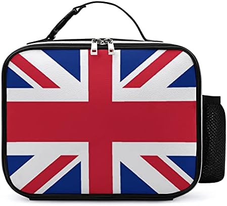 A brit UK Zászló Újrafelhasználható Ebéd Táska Szigetelt uzsonnás Doboz, Tartály, Irodai Munka Piknik Utazási fogantyúval