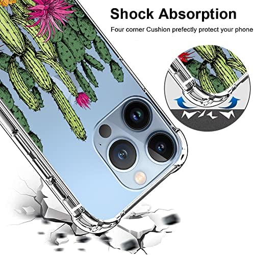 Hanazaoa Tiszta Ügy Kompatibilis az iPhone 14 Pro Esetben,Kaktusz Növények, Virágok Minta a Nők, Lányok Tiszta, Lágy, Rugalmas