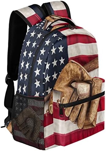 Baseball Hátizsákok, Retro Amerikai USA Zászló Hátizsák Vízálló 16 Colos College-Bookbag Táska Utazás, Túrázás Kemping Hátizsák