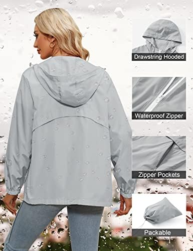 Tisfeer Eső Kabátok Női Vízálló, Könnyű Széldzseki Pakolható Kapucnis esőkabát Zsebek