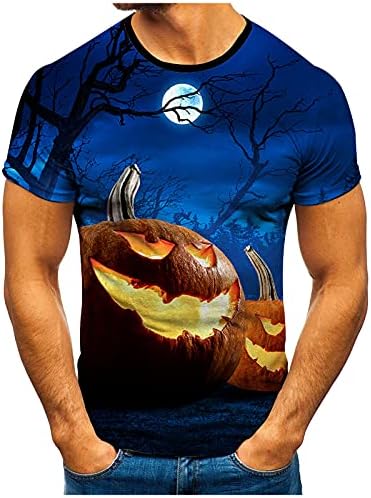 XXBR Halloween töklámpás T-shirt Mens, Vicces 3D Tök Nyomtatott Kerek Nyakú Póló Maximum Sportos, Alkalmi Tshirt Halloween