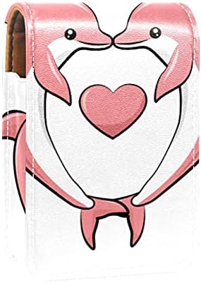 Smink Rúzs Esetében Kívül Delfin Kártya Alakú Szív Hordozható Rúzs Szervező A Tükör Női Mini Smink Táska Vesz Fel, Hogy 3
