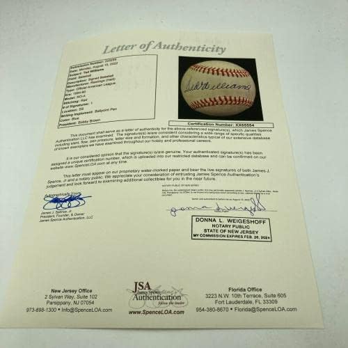 Szép Ted Williams Aláírt Hivatalos Amerikai profi Baseball-Liga SZÖVETSÉG COA - Dedikált Baseball