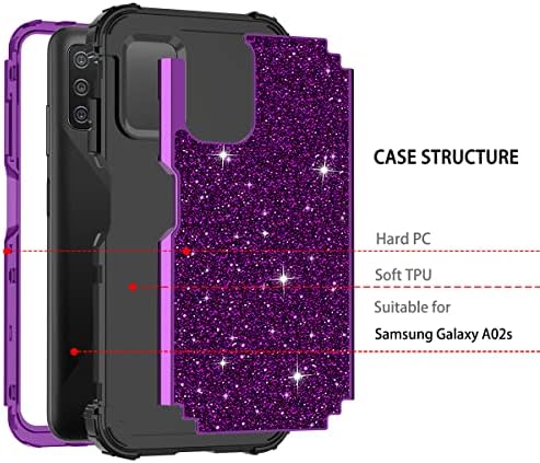 LONTECT Galaxy A02S az Esetben, Csillogó Szikrázó Csillogásban nagy teljesítményű Hibrid Magas Impakt Ütésálló Védő tok Samsung