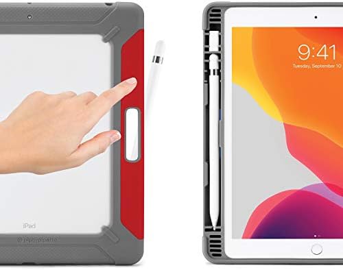 Pipetto iPad 10.2 Hüvelyk Esetben 2019 7. Generációs | Ütésálló TPU Origami Cover az Apple tolltartó | Piros
