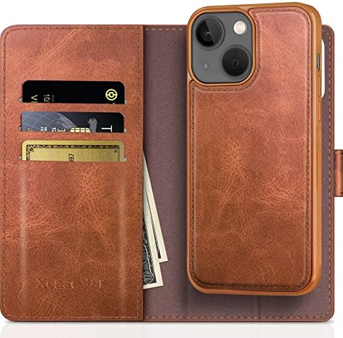 XcaseBar 2-az-1-Levehető iPhone 13 6.1 5G Tárca az esetben a Hitelkártya Birtokos【RFID-Blokkoló】,Folio Flip Book PU Bőr Védő