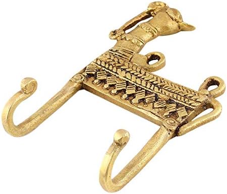 IndianShelf 2 Csomag Horgok Kulcs | Arany Kabát Horgok Modern | Sárgaréz vállfa Fali | Teve Dupla Horog | Dekoratív Fali