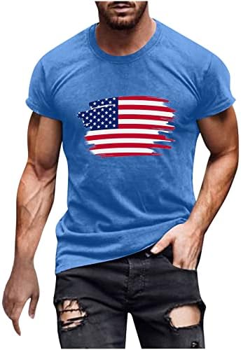 lcepcy Férfi Amerikai Zászlós Póló, Alkalmi Legénység Nyak Rövid Ujjú póló Negyedik július Edzés Sportos Tshirt