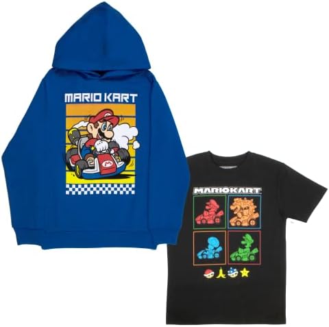 Nintendo Super Mario Kardigán, T-Shirt Combo 2-Pack a Fiúk, a Fiúk Super Mario Kapucnis Pulcsi, Póló Csomag Szett