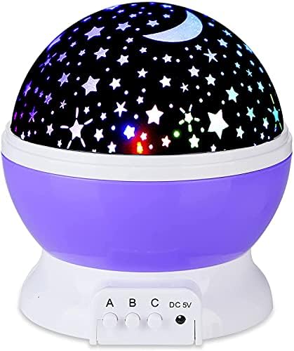 A gyerekek Este Karácsonyi Fények, Hold, Csillag Projektorhoz 360 fokban elforgatható - 4 LED Izzók 8 színváltó Fény, a Gyerek