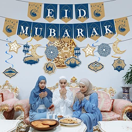 Eid Mubarak Banner Meghatározott, a Muzulmán Ramadan Party Dekorációk, Kellékek, Eid Mubarak Lóg Örvény a Ramadán Eid Mubarak
