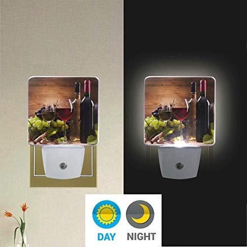 Pfrewn Bor Éjszakai Fény Készlet 2 Vintage Virágos Plug-in LED Szőlő Fa Nightlights Auto Alkonyat-hogy-Hajnal Érzékelő Lámpa