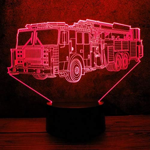 HIPIYA tűzoltóautó Éjszakai Fény LED 3D-s Illúzió, Távirányító, USB Tűzoltók Lámpa Ajándék Karácsonyra, Szülinapi Ajándék