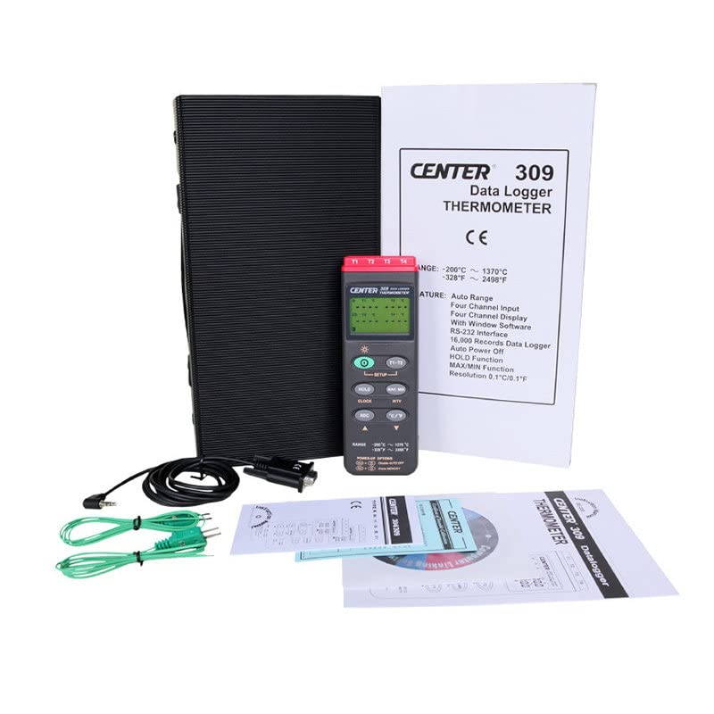 CENTER-309 Protable Digitális Hőmérő (K Típus/Négy Csatorna/Datalogger/PC Interface) CENTER309