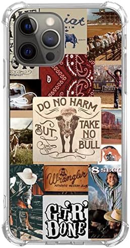 Retro Western Cowboy Kollázs Esetben Kompatibilis az iPhone 13 Pro Max, Király Bohém Wild West Bika Esetében Tizenéves Férfiak,