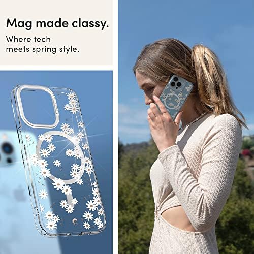 CYRILL Cecile Mag Tervezett iPhone 13 Pro Esetben a Nők (2021), Slim Fit Tiszta MagSafe az Esetben, Virágos Design - Fehér