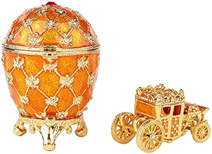 QIFU Vintage Arany Fabergé Tojás Stílus Ékszerek Bizsu Doboz Mini Királyi Hintót, Egyedi Ajándék a Húsvéti Kollekció