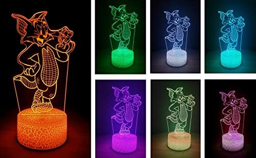 Z ZILLION KÉZMŰVES Csodálatos 3D-s Illúzió Este lámpa Gyerek Szoba. Távirányító Tom and Jerry Rajzfilm lámpa USB . A legjobb