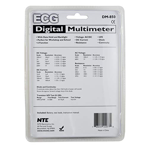 EKG DM-850 Digitális Multiméter 6-Funkció Tökéletes Műhely, Iskolai