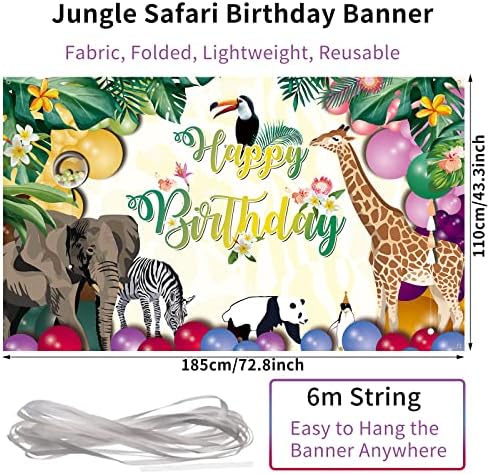 Boldog Születésnapot Banner a Jungle Safari Téma Szülinapi Parti Dekoráció, Szövet Állat Állatkertbe Téma Szülinapi Buli