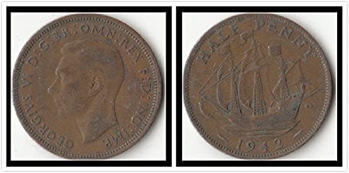 Európai Brit 0.5 Penny Érme George 6 Év, KM Random Szállítási Külföldi Érme Gyűjtemény