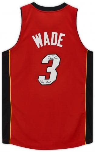 Dwyane Wade, a Miami Heat Dedikált Piros Mitchell & Ness Hiteles Jersey a Vice City, illetve A Nagy, 3 Felirat, - Dedikált