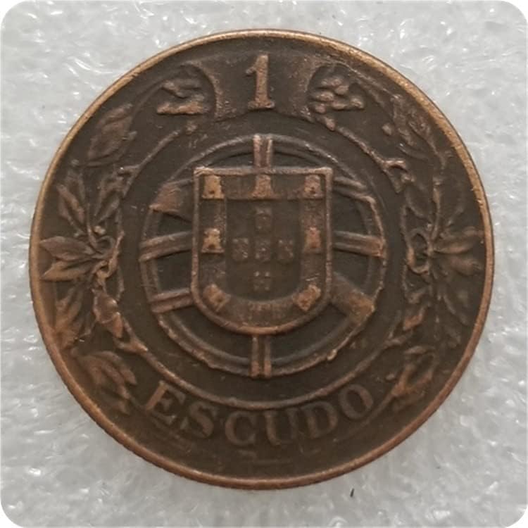 Antik Kézműves Portugália 1926 Portugália 1 Escudo Ezüst Dollár