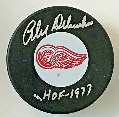 ALEX DELVECCHIO (Detroit Red Wings) aláírt HOF 1977 Hivatalos NHL logó puck - Dedikált NHL Korong