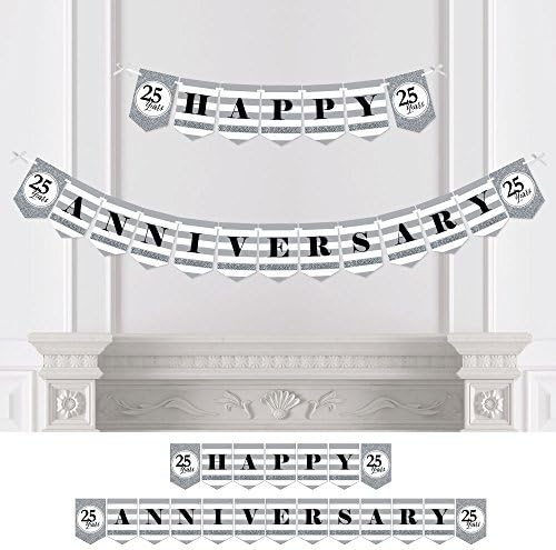 Nagy Dot a Boldogság Még mindig - 25 házassági Évfordulónkra Fél Sármány Banner - Ezüst Parti Dekoráció - Boldog Évfordulót