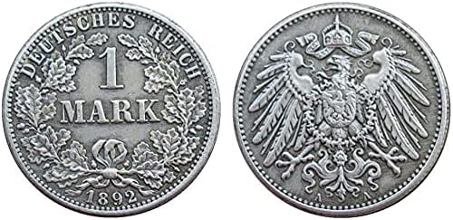Németország 1 Mark 1892 Adefg 外 Külföldi Másolás Ezüst Érme