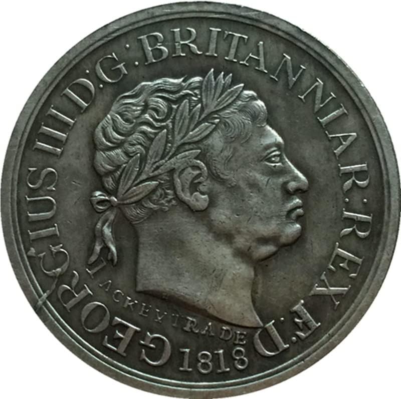 1818 Brit Érmék Tiszta Réz Ezüstözött Antik Ezüst Érme Kézműves Gyűjtemény