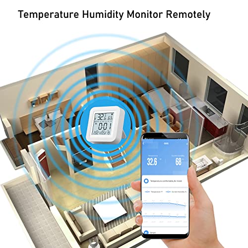 WiFi Hőmérséklet, illetve a Páratartalom Érzékelő,Tuya Okos Hőmérő Páratartalommérő LCD Kijelző,Kompatibilis Alexa,az App